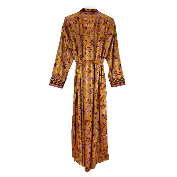 Intimately Free People Pajama Party Holiday Robe in PeachGold Combo Size Medium - Picture 6 of 9